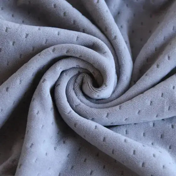Close-up of Memory Foam Pillow Case Cover (Slow-Rebound) in soft grey velvet with dotted texture, showcasing breathable and luxurious polyester fabric.