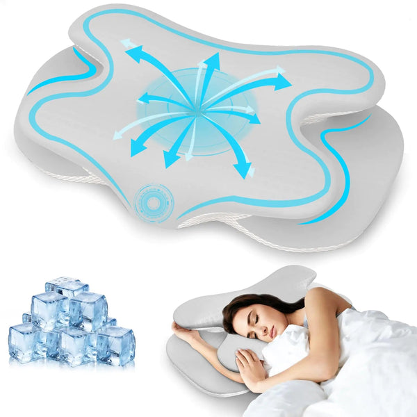 Cervical Pillow for Neck Pain Relief Pillows for Neck and Shoulder Pain Neck Support Pillows for Sleeping Memory Foam Neck Pillow for Side Sleeper Ergonomic Pillow with Ice Silk Fabric (Gray) Upsurge